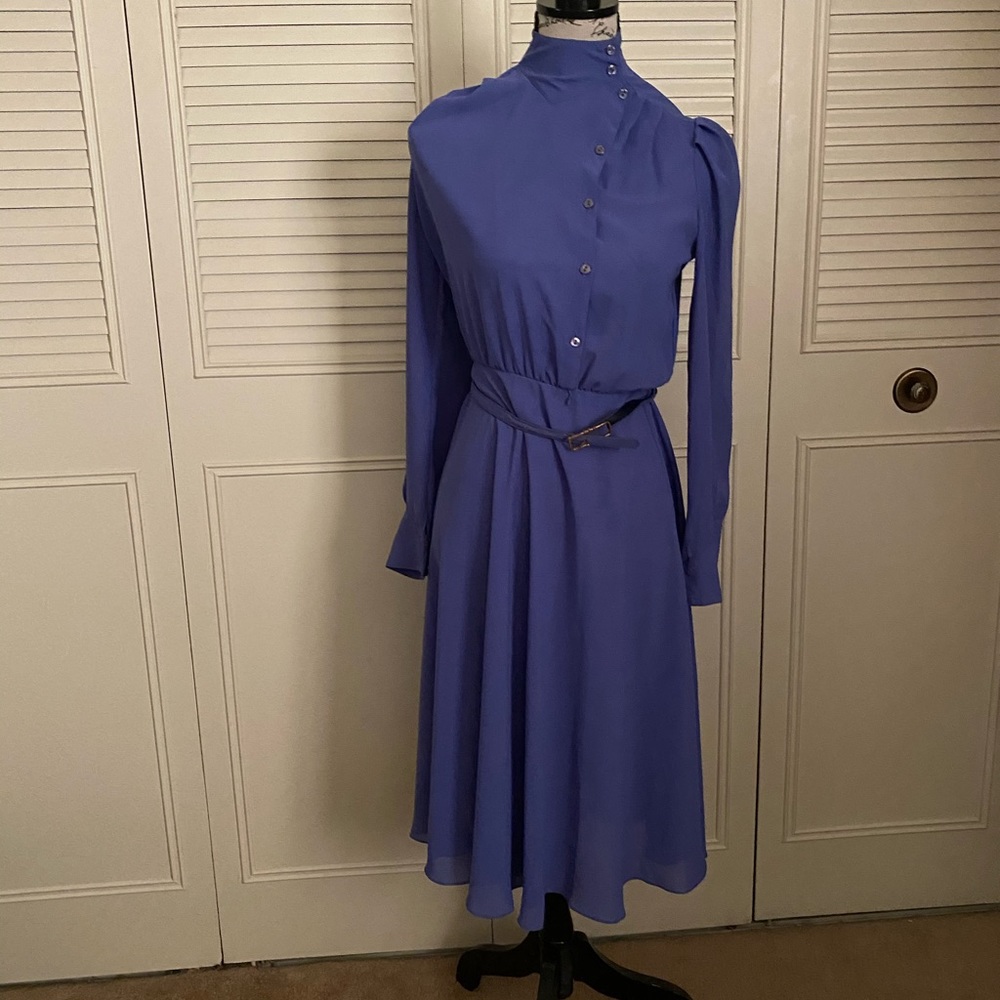 St. Gillian Kay Unger purple vintage dress high neck